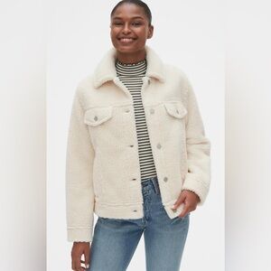 GAP Sherpa Fleece Jacket Teddy Jacket Women’s Size XS Spring Cozy Cream